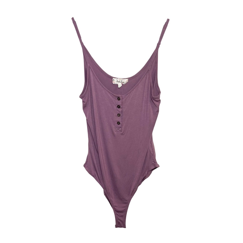Pink Rose Purple Bodysuit Adjustable Straps Casual Cute Tank Sleeveless